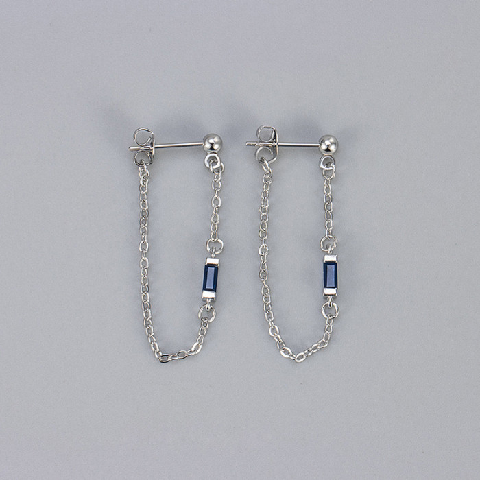 New European and American Simple Niche Versatile Chain Tassel Earrings Chain Daily Exquisite Cubic Zirconia Tassel Ear Thread for Women
