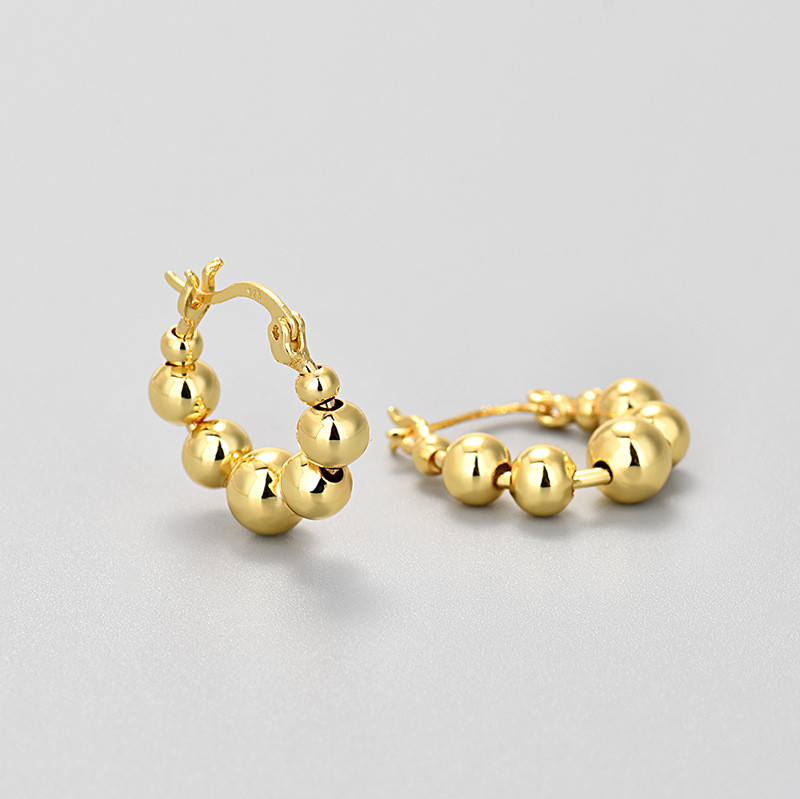European and American Cross-Border Round Bead Earrings Geometric Girl Daily Commute Versatile French Round Ball Earrings Minimalist Light Luxury