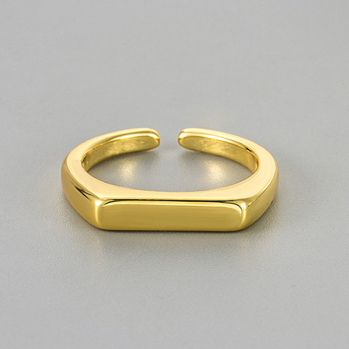 New Simple Smooth Ring Niche Design High-end Light Luxury Fashion Women's Geometric Smooth Plain Open Adjustable Ring