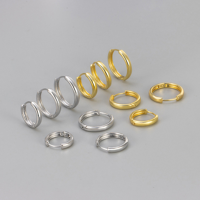 Smooth Circle Earrings Korean Style Simple Small Plain Hoop Earrings Classic Versatile Daily Circle Earrings for Women