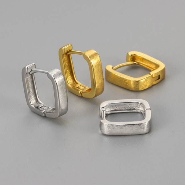 Japanese and Korean Style Square Earrings for Women, Clip-on Wide Square Hoop Earrings, Simple and Elegant Niche Temperament Earrings