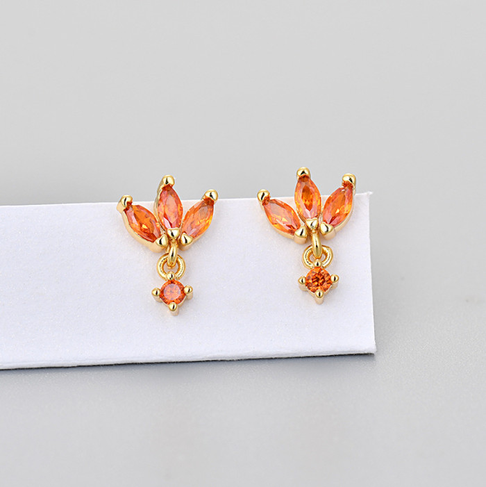 Style Sweet Temperament Stone-Studded Marquise Earrings Small Versatile Women's Fashion Simple High-End Earrings