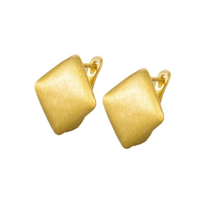 Vintage Matte Brushed Square Earrings Niche Design High-end Studs Elegant Minimalist Style Earrings 2024