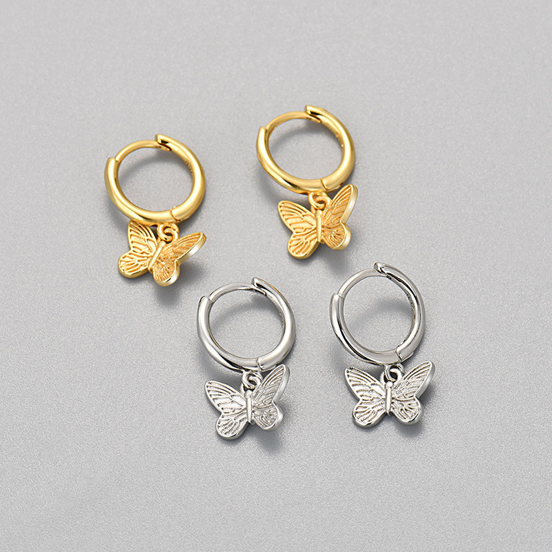 European and American Cross-Border Retro Butterfly Earrings for Women, Versatile Fashion Summer Light Luxury Earrings Wholesale European and American Style