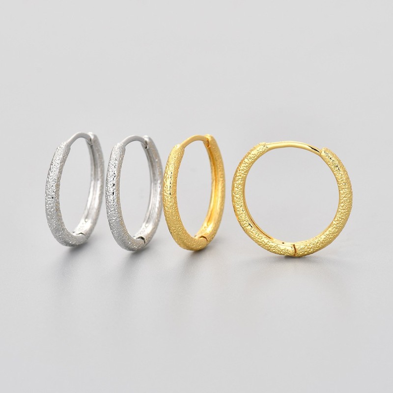 European and American Style Sparkling Matte Circle Earrings New Trendy High-end Elegant Niche Design Versatile Hoop Earrings for Women Autumn