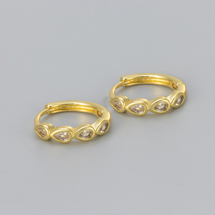 New Single Row Water Drop Zircon Earrings Fashion Versatile Women Commuting Daily Niche Design High-end Light Luxury...