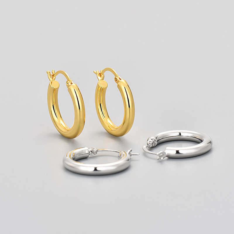 Cross-Border Hot-Selling Plain Hoop Earrings for Women 2024 New Trend Popular Niche Design High-End Light Luxury Circle Stud Earrings
