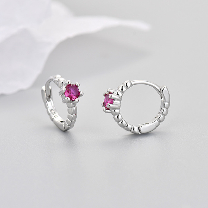 European and American Cross-Border Zircon 2024 Niche Design Sense Ear Cuffs Threaded Zircon Round Earrings Hoop Simple Jewelry