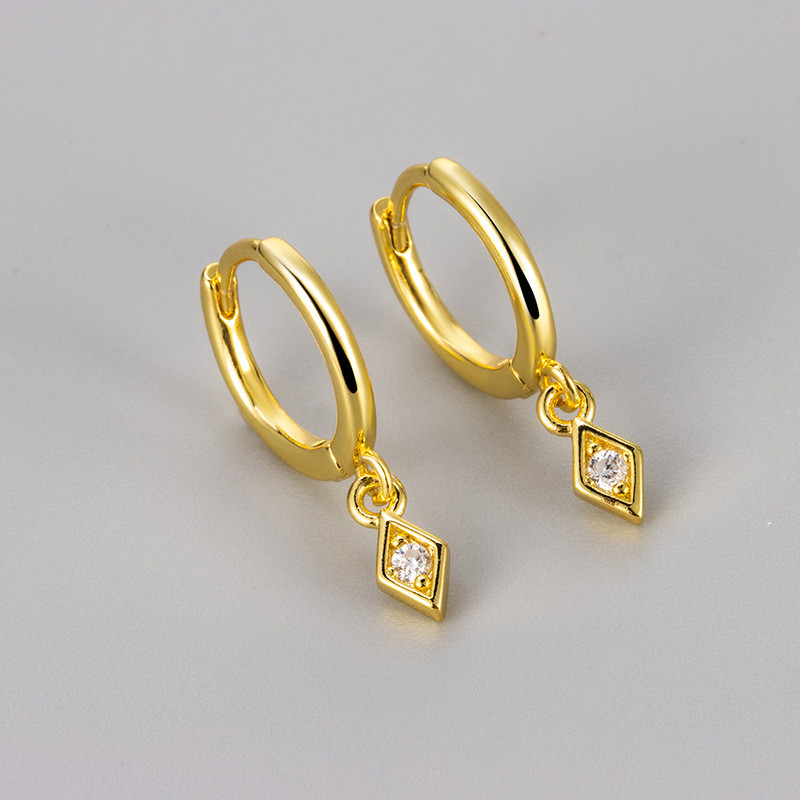 European and American New Style Simple Versatile Earrings for Women, Light Luxury High-end Niche Design Trendy Fashion Zirconia Inlaid Earrings Ear Clips
