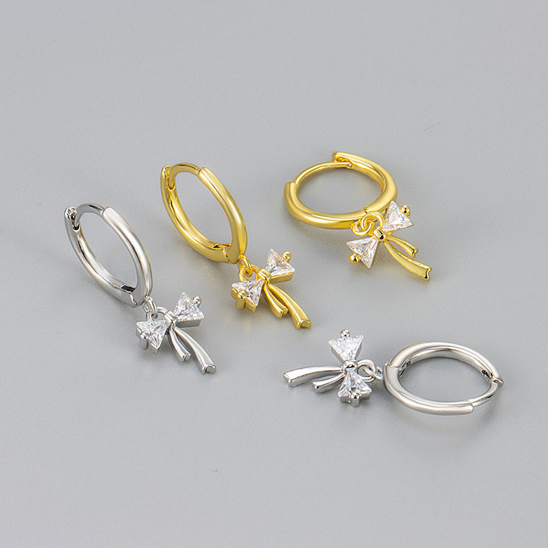 New Bowknot Sweet Fresh Daily Ear Cuffs Hoop Earrings Versatile Niche Ear Jewelry Light Luxury High-end Feel for Women