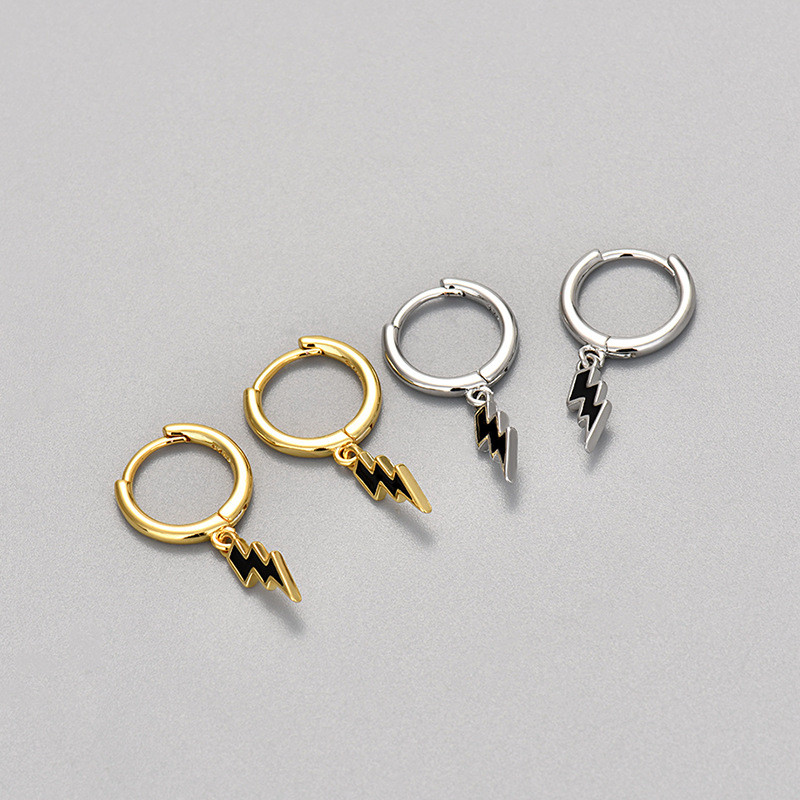 European and American Oil Drop Lightning Earrings High-end Light Luxury Simple Compact Versatile Fashion Cross-border Women's Exquisite Earrings