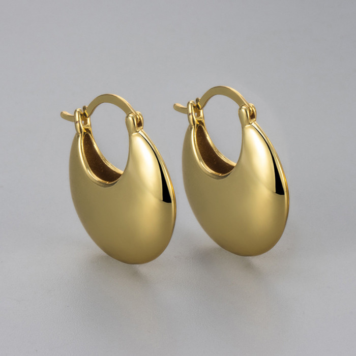 Frisbee Earrings French Retro Niche High-End Feel 2024 New Oval Ear Cuffs Ear Hoops Ear Studs Ear Jewelry for Women