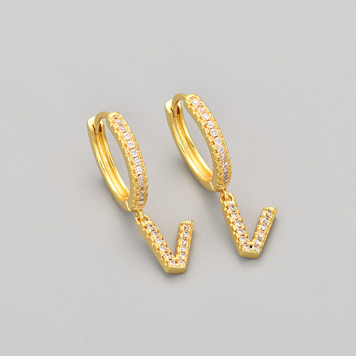 Foreign Trade 26 English Letter Earrings Cross-Border Hot Selling Design Sense Elegant Light Luxury Earrings Ear Jewelry