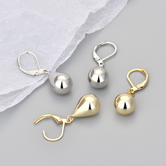 Simple Style Textured Round Ball Hollow Earrings Niche Design Water Drop Pendant Earrings Versatile Fashionable Earrings