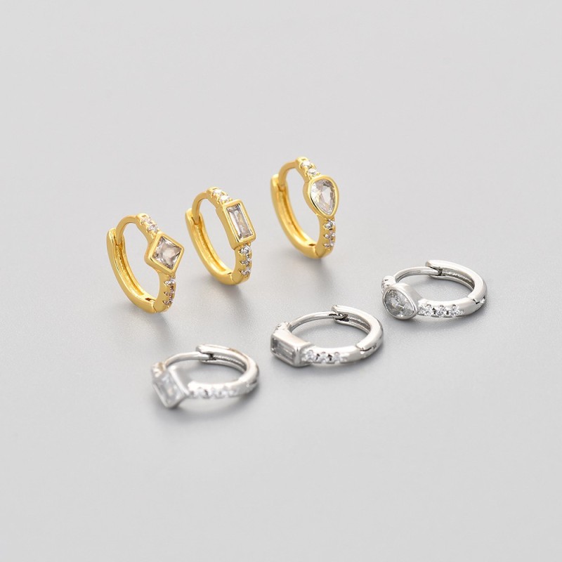 European and American Cross-Border High-End Diamond-Encrusted Geometric Hoop Earrings Fashion Exquisite Personality Ear Cuffs Ear Jewelry 2024 New Trend for Women