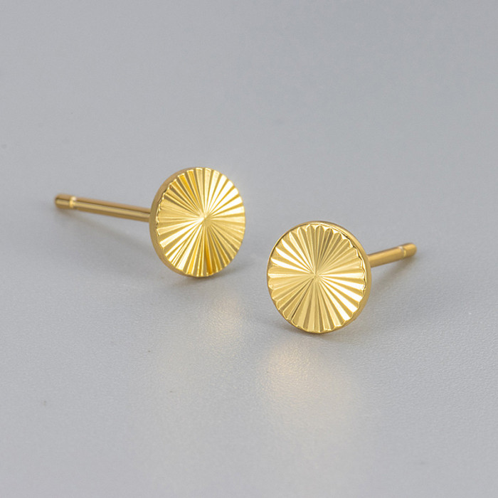 New Simple Retro Earrings Fashion Niche Design Car Flower Laser Round Earrings for Women New Trendy Temperament