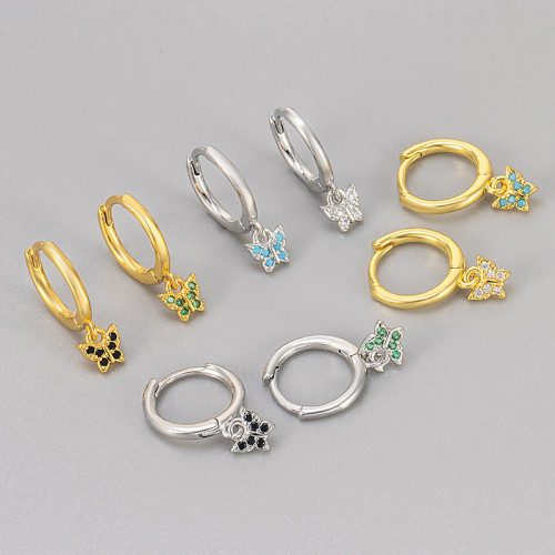 European and American Cross-Border Fresh and Versatile Sleep Without Removing Small Butterfly Zircon Earrings Ear Clips Earrings