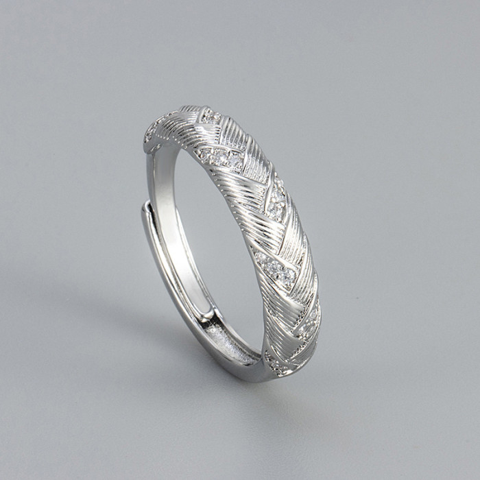 New Vintage Retro Style Brushed Woven Wheat Ear Ring for Women High-End Versatile Elegant Palace Style Ring Trendy Wo...
