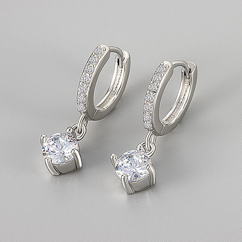 European and American Cross-Border Fashion Personality Jewelry Elegant Earrings Cute Full Diamond Four-Prong Zircon Earrings for Women