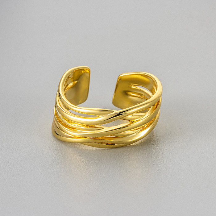 European and American Exaggerated Hot-Selling Irregular Surface Ring for Women, Vintage Line Wrapped Wide Surface, Personalized Fashion Versatile Ring Trend