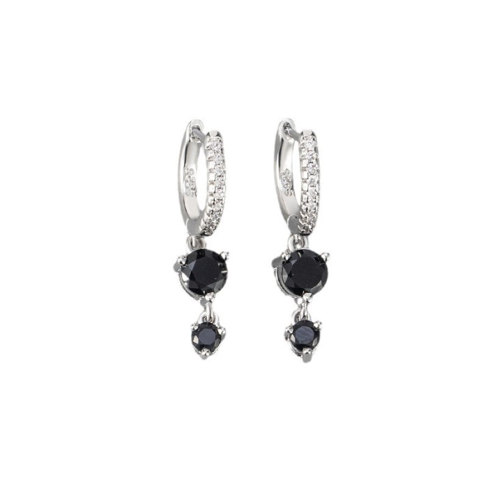 Fashionable Inlaid Colorful Zircon Tassel Earrings for Women, Fashionable Style, High-End Versatile Stud Earrings