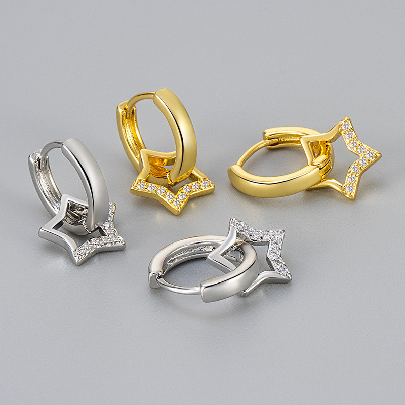 European and American Cross-Border Five-Pointed Star Earrings 2024 New Hot-Selling High-End Star Ear Clips Unique and Exquisite Niche Earrings