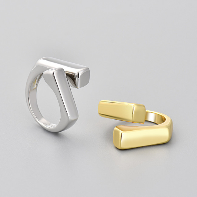 Korean Style Dongdaemun Geometric Interlocking Ring Foreign Trade Minimalist Niche Design Cold Style Adjustable Open Finger Ring