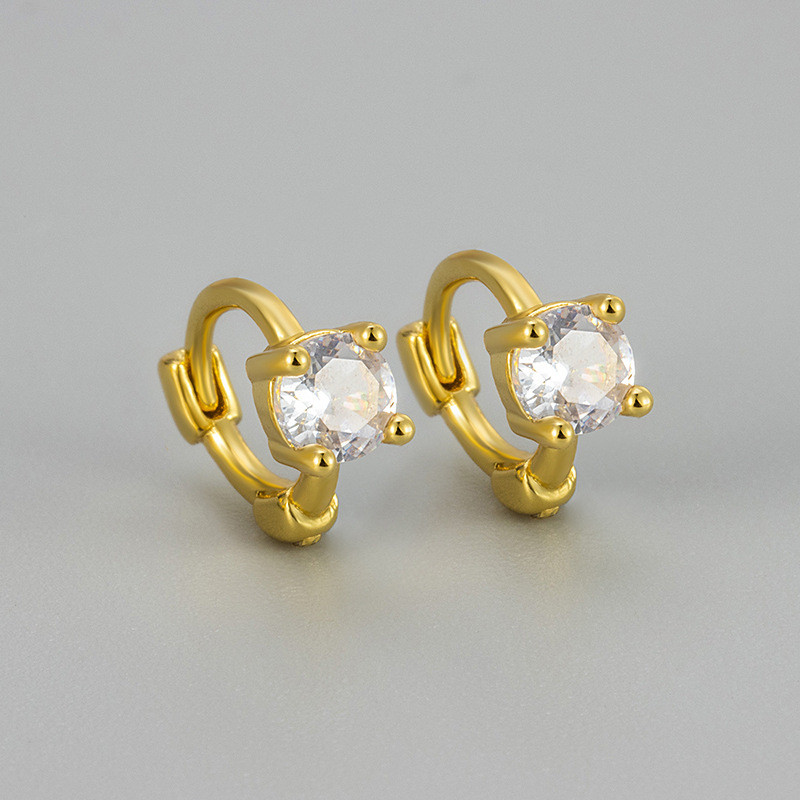 Exquisite Small Sparkling Diamond Four-Prong Earrings for Women, 2024 New Trendy Fashionable High-End Personality Hoop Earrings