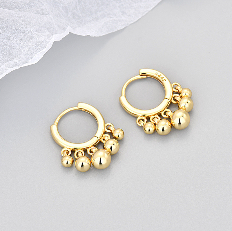 European and American Foreign Trade Cross-Border Hot-Selling Round Bead Tassel Earrings Elegant Geometric Hoop Earrings for Women with a Sense of Design Geometric Style Earrings