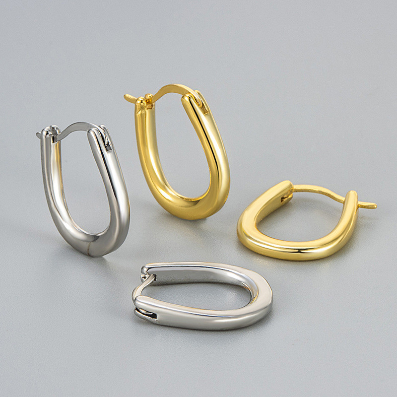 European and American Cross-Border Fashion Earrings for Women, Korean and Japanese Style 2024 New Simple Vintage French Hoop Earrings