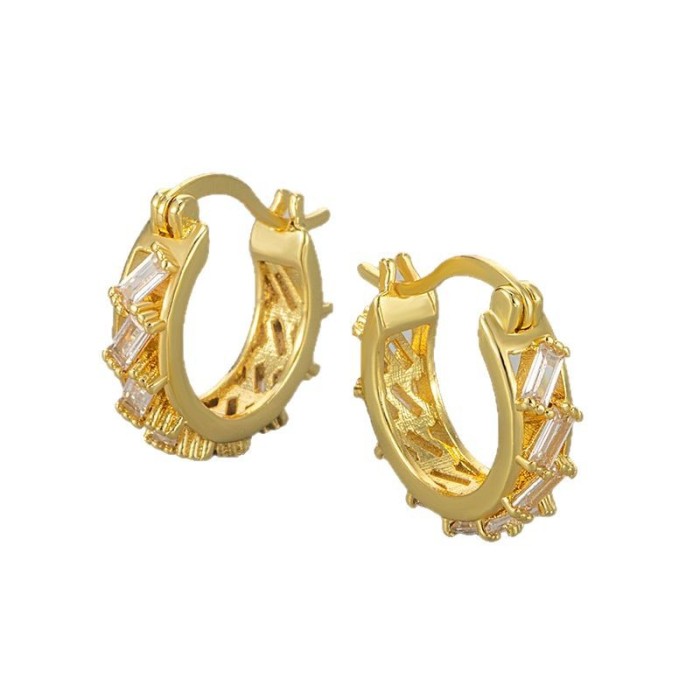 Colorful Zircon Earrings Design Sense Cubic Zirconia Earrings Niche Earrings Versatile Simple Women