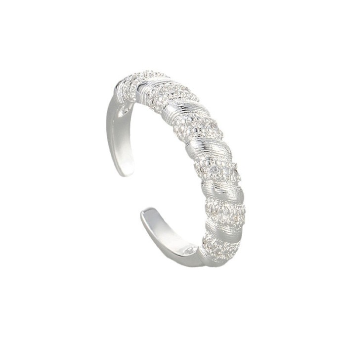 New Vintage Style Woven Texture Gold-Plated Brushed Stripe Narrow Open Ring Niche Design Minimalist High-End Simple