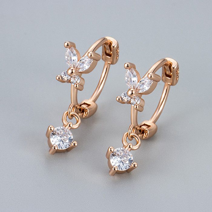 European and American Cross-Border Diamond-Studded Butterfly Earrings for Women 2024 New Trendy Minimalist Style Unique Design Earrings