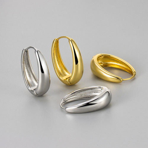 Oval Earrings Fashionable Temperament Ear Clips Niche Retro Design Sense High-end 2024 New Luxury Earrings Jewelry