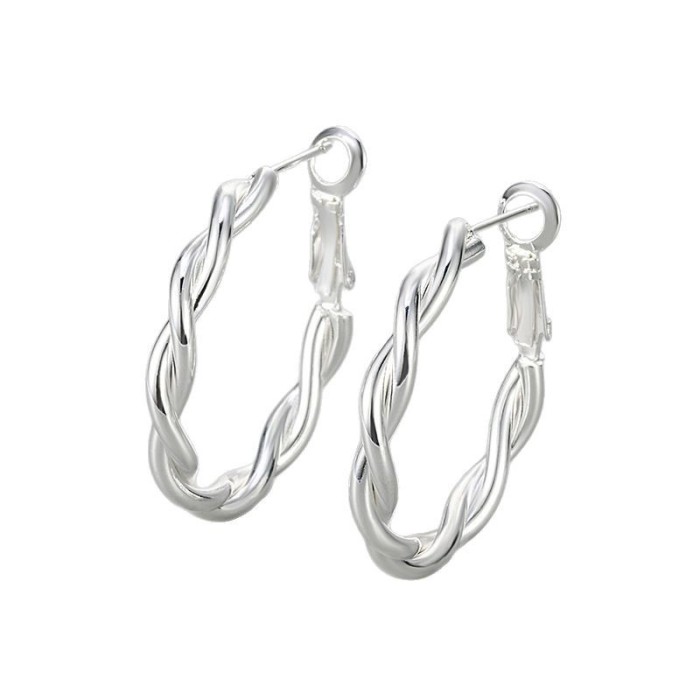 Minimalist Double Spiral Earrings Twisted Braided High-End Cool Style Hoop Earrings Daily Commute Fashion Versatile E...