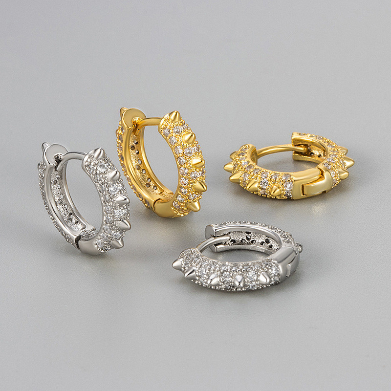 European and American Cross-Border New Rivet Zircon Earrings for Women, Light Luxury Hot-Selling Earrings, Niche Design, High-End Feel, Versatile Earrings