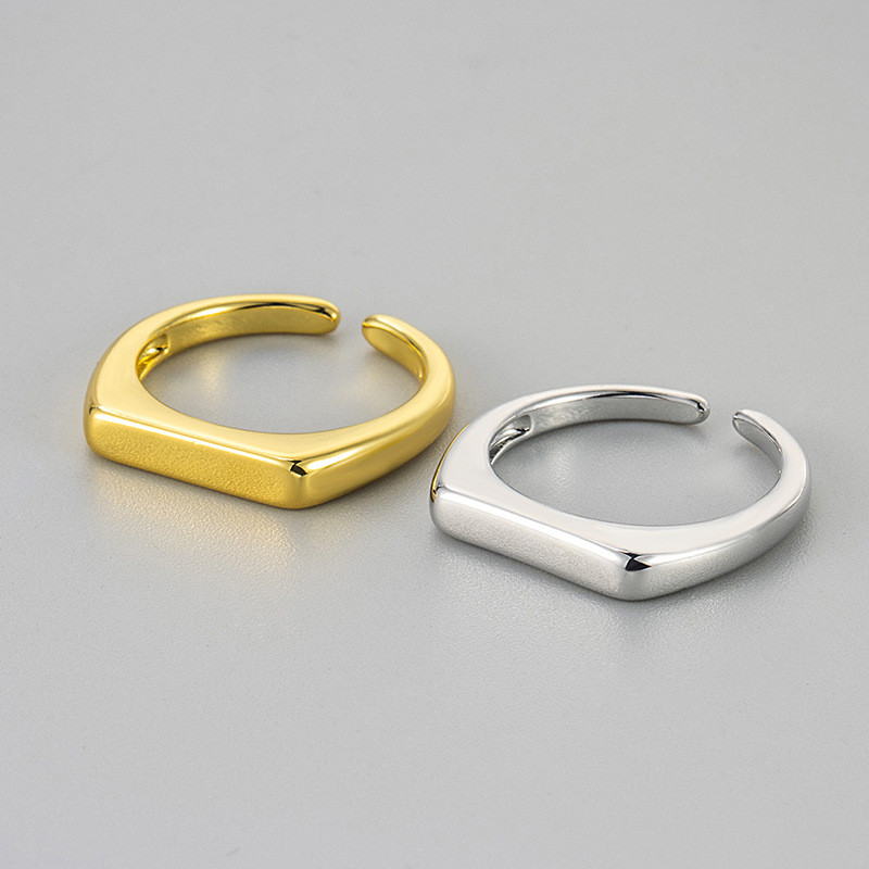 New Simple Smooth Ring Niche Design High-end Light Luxury Fashion Women's Geometric Smooth Plain Open Adjustable Ring