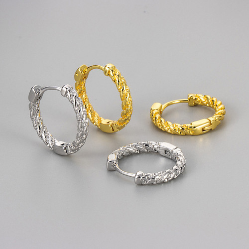 2024 New Geometric Texture Twist Hoop Earrings Elegant Niche High-end Earrings Simple Versatile Fashionable Personality