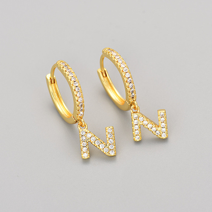 Foreign Trade 26 English Letter Earrings Cross-Border Hot Selling Design Sense Elegant Light Luxury Earrings Ear Jewelry