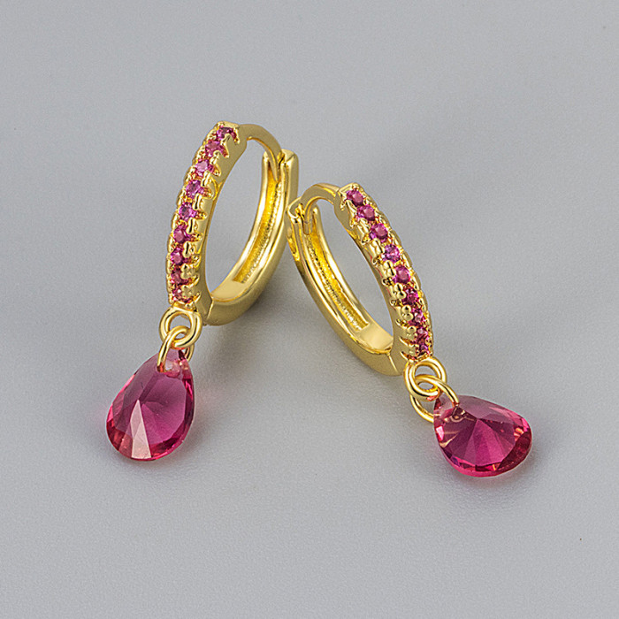 European and American Hot-Selling Light Luxury Water Drop Zircon Earrings Ear Clips Fashion Versatile Earrings Simple Niche Design Sense Ear Jewelry