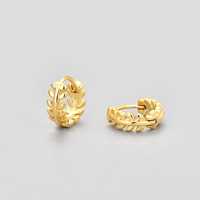 Cross-Border European and American Fresh Leaf Earrings Simple Minimalist Style Olive Leaf Earrings Elegant Personality Simple Wheat Spike Ear Jewelry