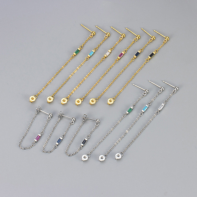 New European and American Simple Niche Versatile Chain Tassel Earrings Chain Daily Exquisite Cubic Zirconia Tassel Ear Thread for Women