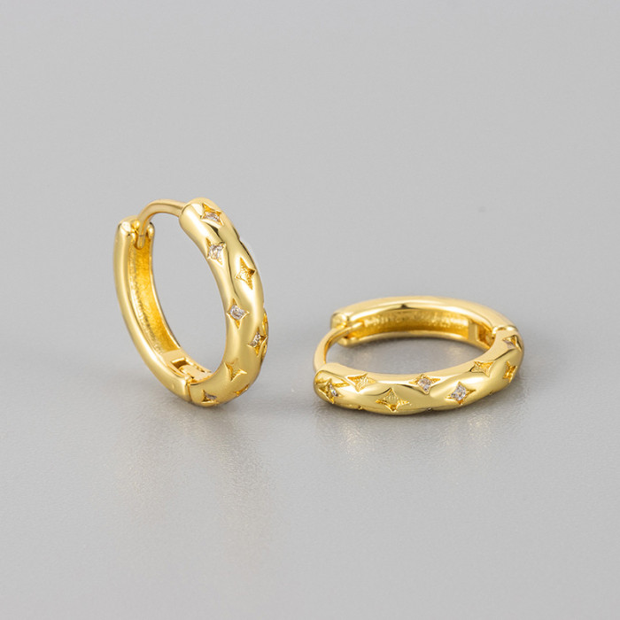 Hot-Selling Fashion Simple Star Circle Hoop Earrings for Women, Elegant Niche Design, Versatile High-End Earrings