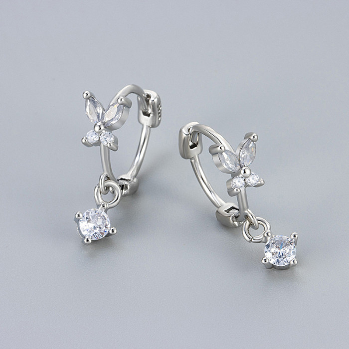 European and American Cross-Border Diamond-Studded Butterfly Earrings for Women 2024 New Trendy Minimalist Style Unique Design Earrings