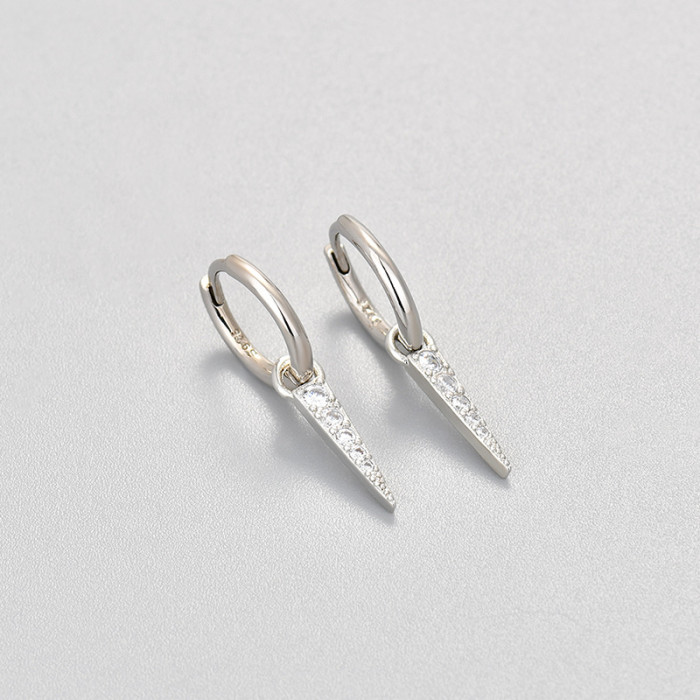 Geometric Hoop Earrings High-End Elegant Niche Inverted Triangle Pendant Ear Clips Earrings for Women Micro Pave Zircon