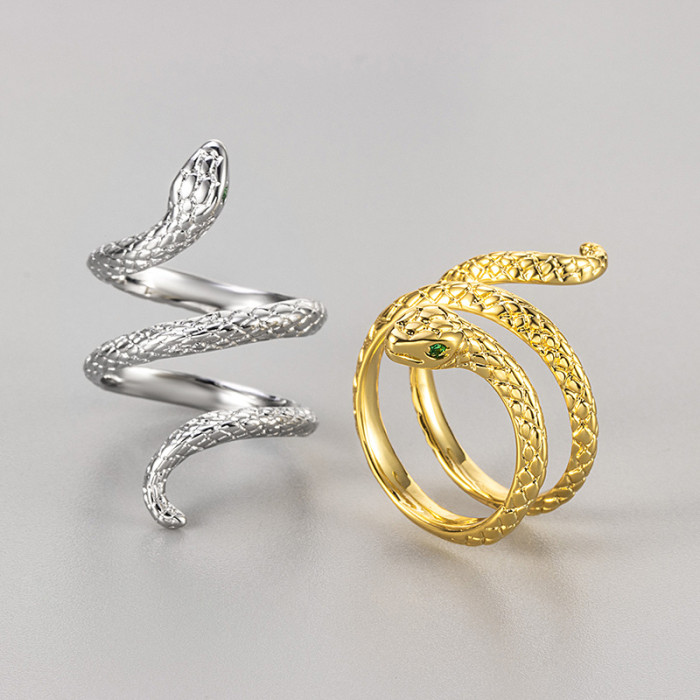 European and American Cross-Border Snake Ring Niche Design Light Luxury High-End Fashion Personality Minimalist Style Index Finger Ring Unique Ring
