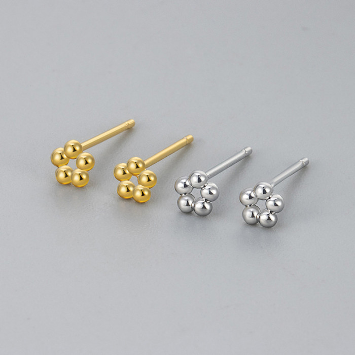 New Mini Geometric Bead Flower Earrings Sweet Versatile Elegant Fashion Earrings Commuting Style
