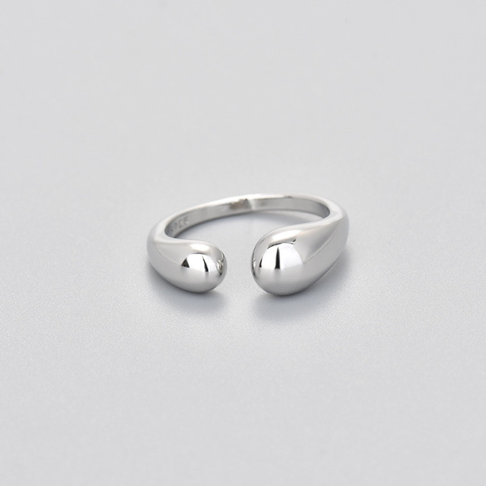 Minimalist Retro Water Drop Open Ring 2024 New Niche Design Finger Ring for Women