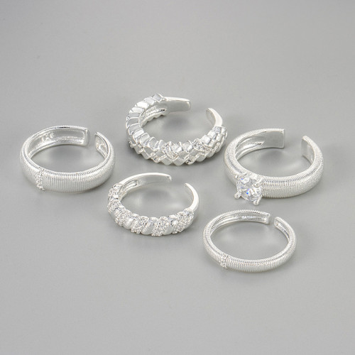 New Vintage Style Woven Texture Gold-Plated Brushed Stripe Narrow Open Ring Niche Design Minimalist High-End Simple