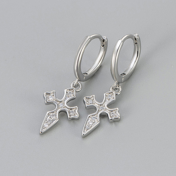 New Cross Earrings for Women Style Inlaid with Zirconia Personality Fashion Earrings for Women